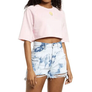 NWT BP Women's Pink Flower Raglan Sweatshirt Crop Top Size S